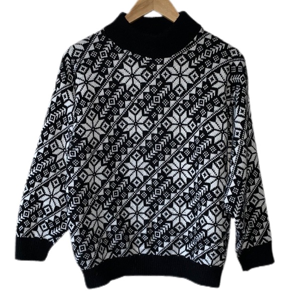 Village Green Vintage Fair Isle Nordic Snowflake Sweater - Picture 1 of 11